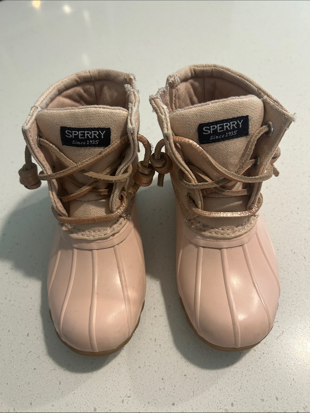 Sperry Light Pink Kids Waterproof Duck Boots